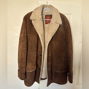 R Sherman Genuine Leather Suede Leather Jacket with Sherpa Lining size 44/XL